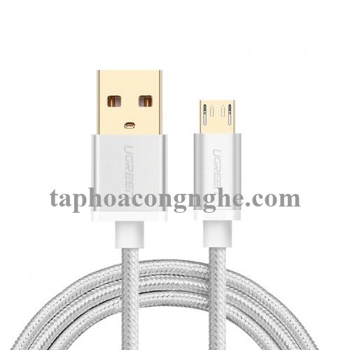 Ugreen 30654 0.5M màu Trắng Cáp sạc truyền dữ liệu USB 2.0 sang MICRO USB đầu mạ vàng US134 30030654